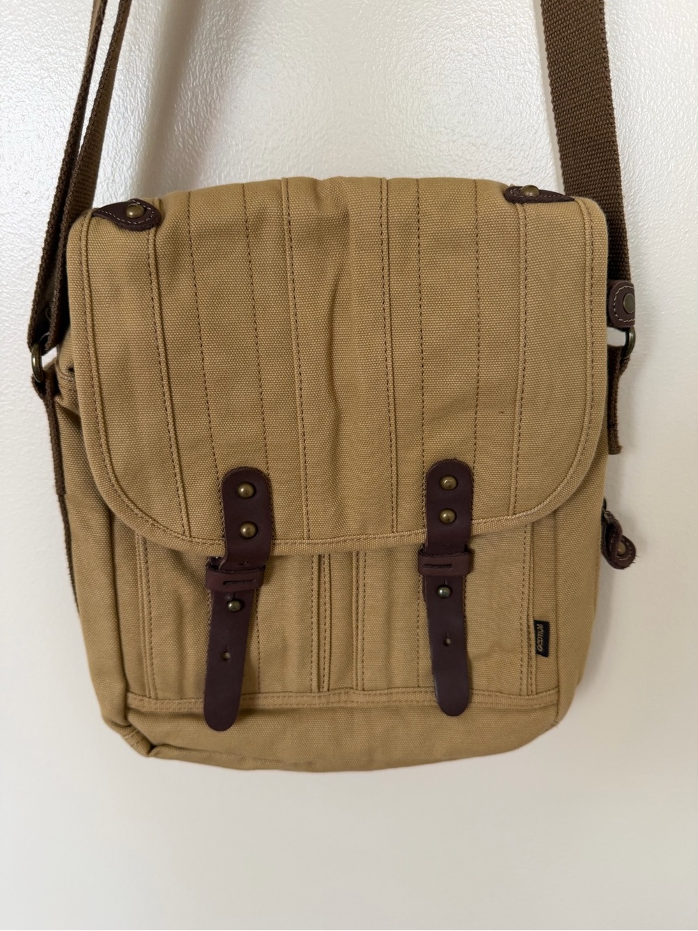 GOOTIUM Khaki Tan Canvas Leather Satchel Crossbody